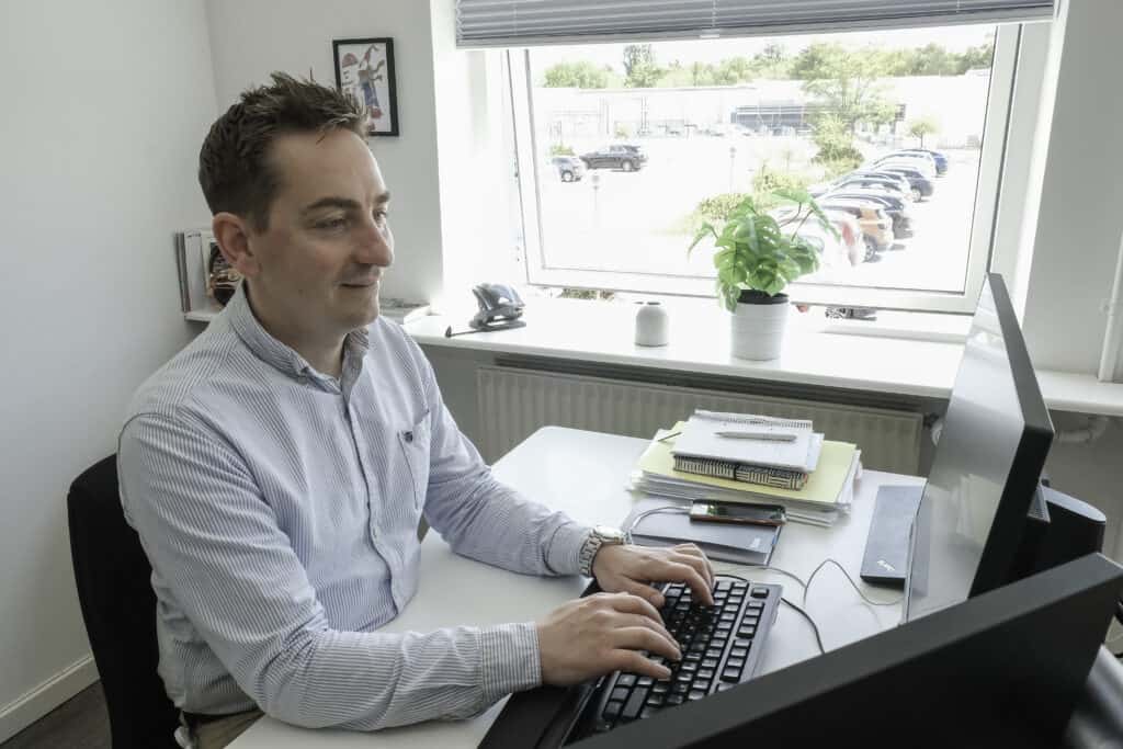 Working at computer